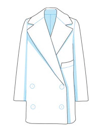 a drawing of a white coat with buttons