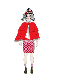 an illustration of a woman wearing a red cape