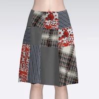 a women's skirt with a patchwork pattern