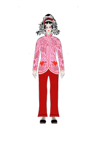 an illustration of a woman in a chinese outfit