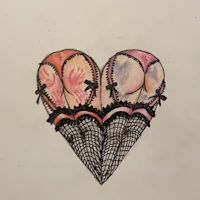 a drawing of a heart with a pair of fishnet stockings
